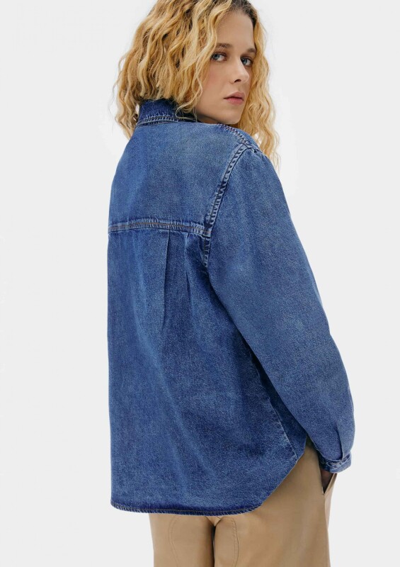 CAMISA ML FEM AZUL ESCURO