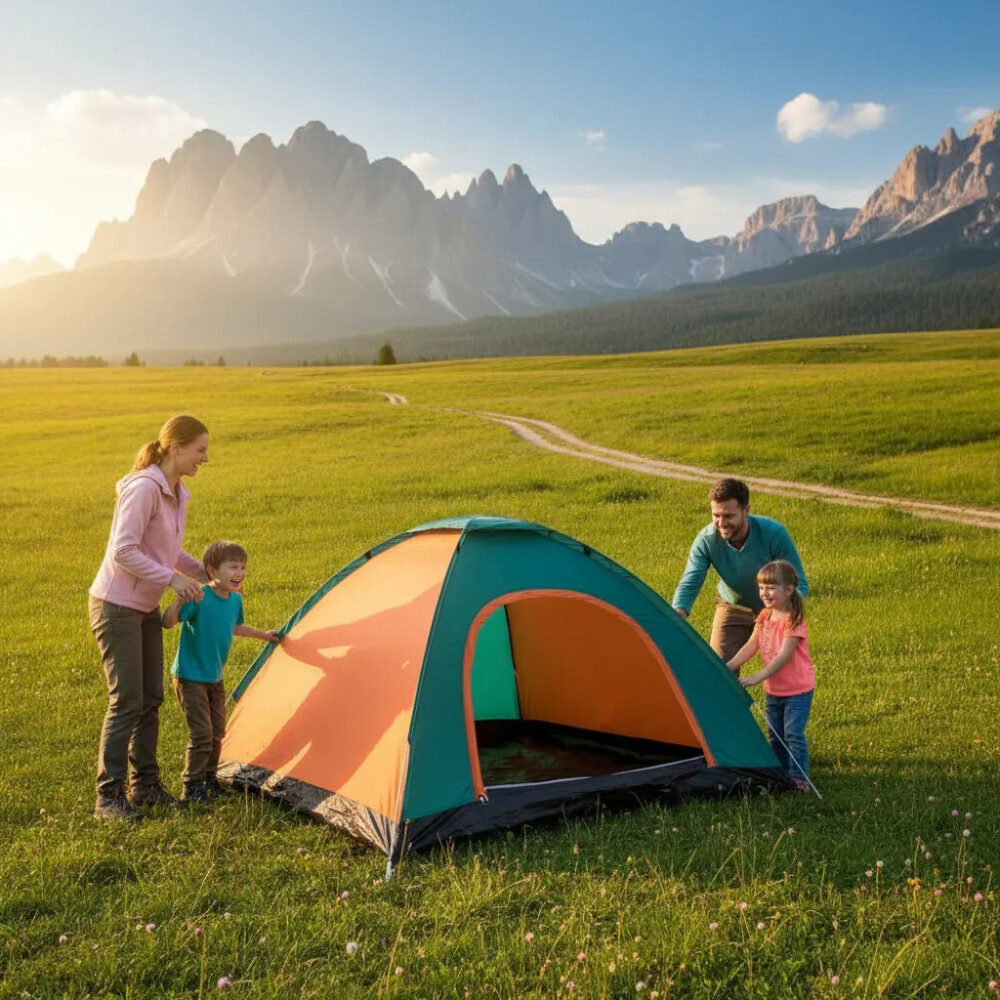 Carpa Iglú De Camping Para 4 Personas VERDE Y NARANJA