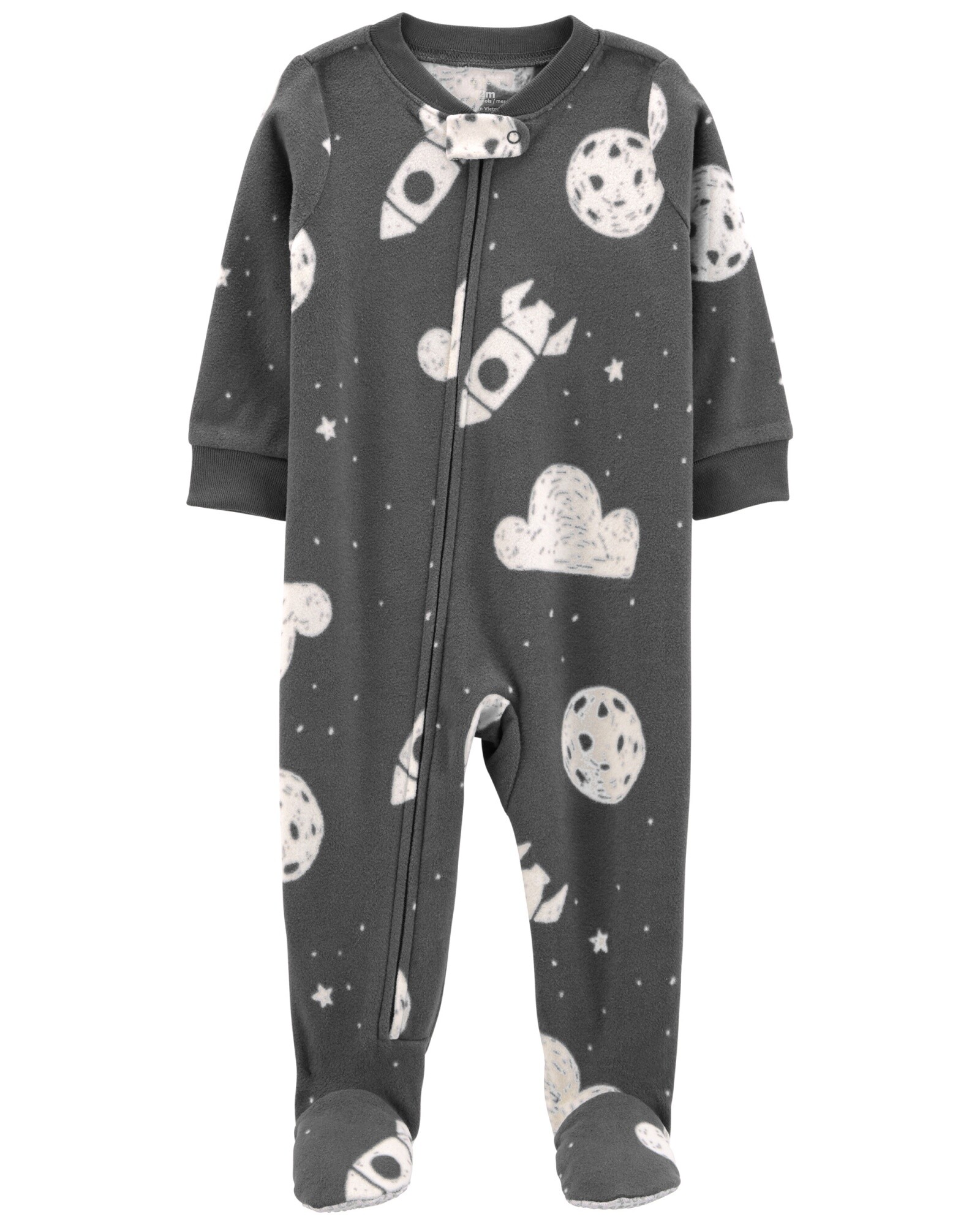 Pijama una pieza de micropolar con pie diseño cohetes Sin color
