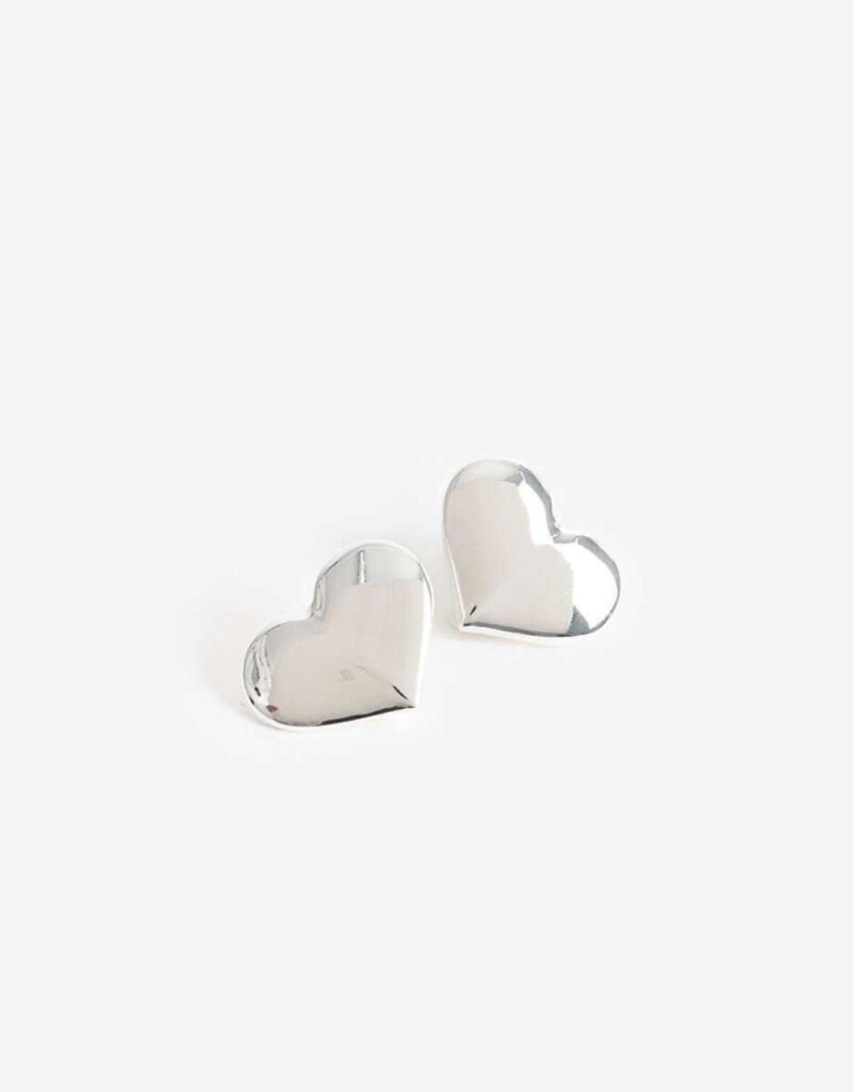 Aros Clip Corazón Bañado En Oro - Plateado 