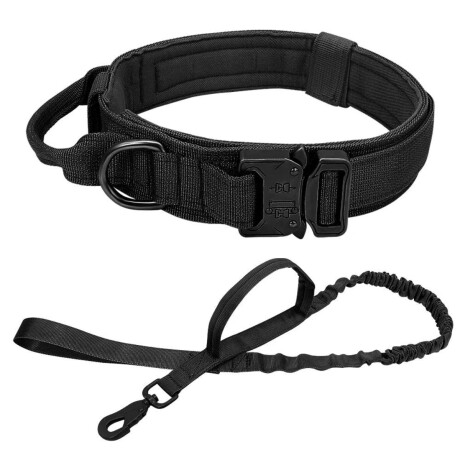 Collar táctico K9 con correa Negro