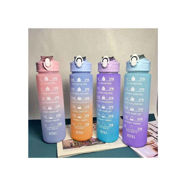 Botella De Agua Deportiva 900ML Motivacional Hidratacion Fit Variante Color Rosa