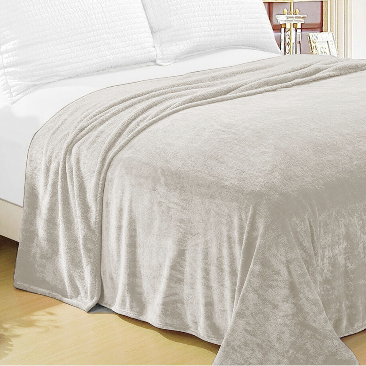 Frazada Flannel King Size Home Class 240 x 260 cm - BEIGE 1 