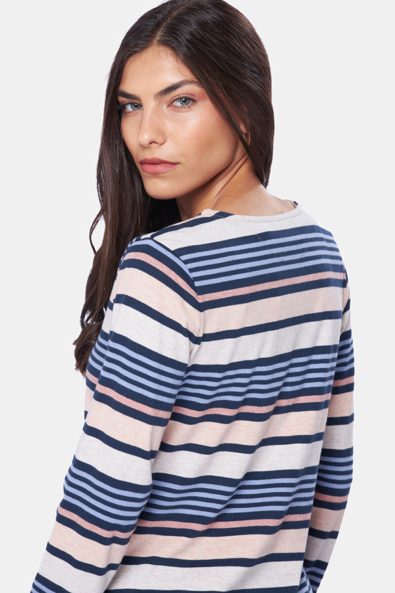 REMERA RAYADA - Coral 