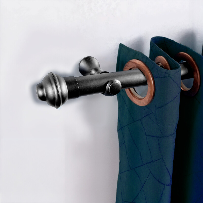 Barrote Cortina Metal 3,00m 28mm + 2 soporte Grafito Mate GRIS MATE