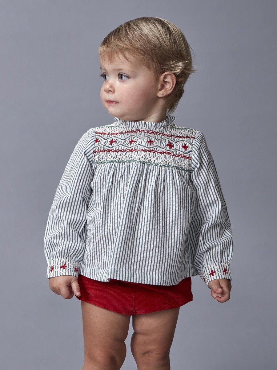 Blusa Con Nido De Abeja Turquesa Oscuro