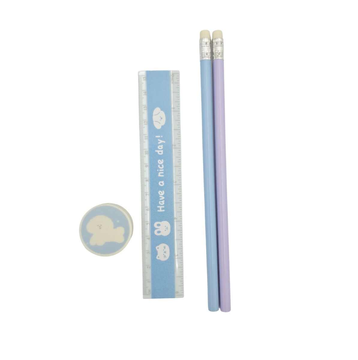 Set artículos escolares 4pcs - celeste 