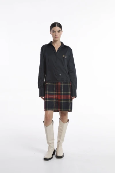REWORKED DENIM SHIRT DRESS WI Negro