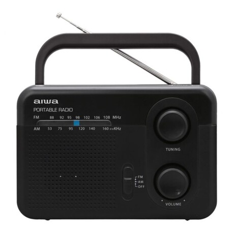 Radio AM-FM Análoga Portátil Antena Entrada Auriculares Aiwa Negro