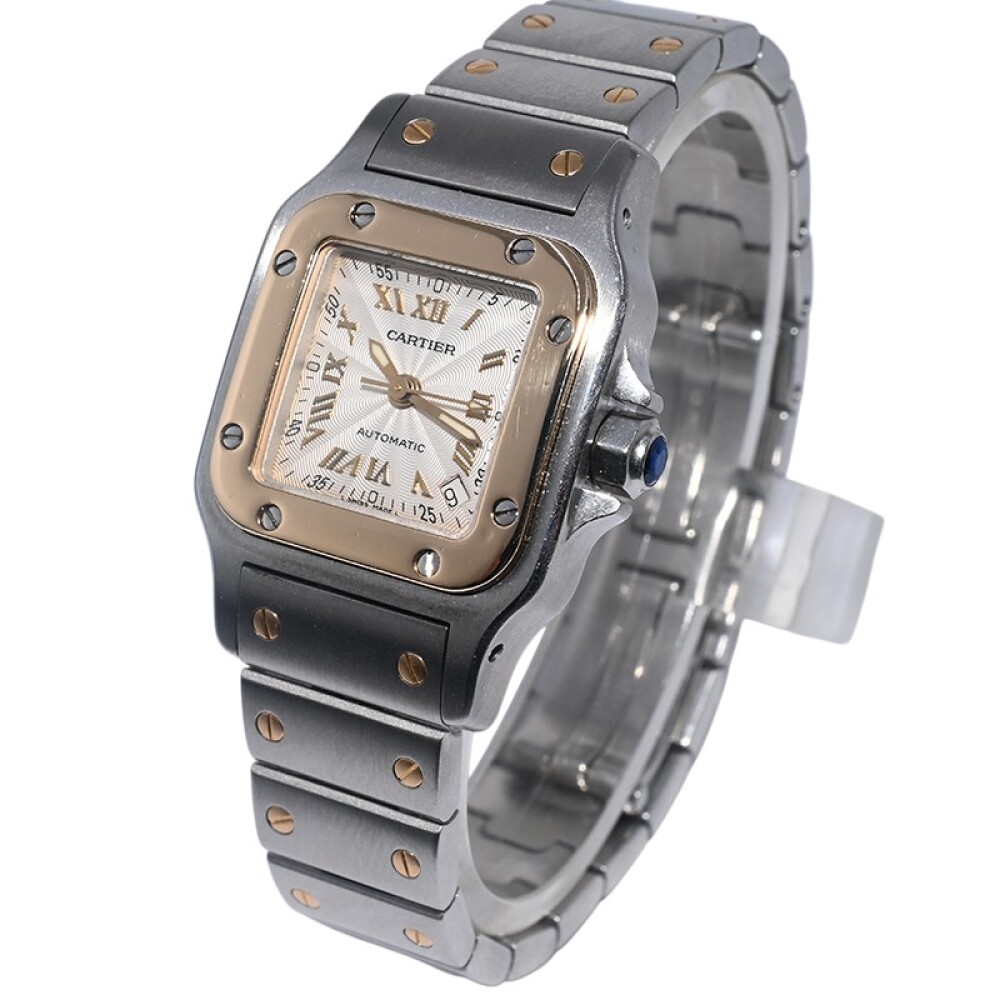 Cartier Santos Galbee, 24 mm, acero y oro, modelo 2423, automático con calendario. Cartier Santos Galbee, 24 mm, acero y oro, modelo 2423, automático con calendario.