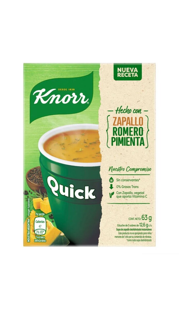 SOPA KNORR QUICK (02) ZAPALLO CAJA 5 SOBRES 63GR 