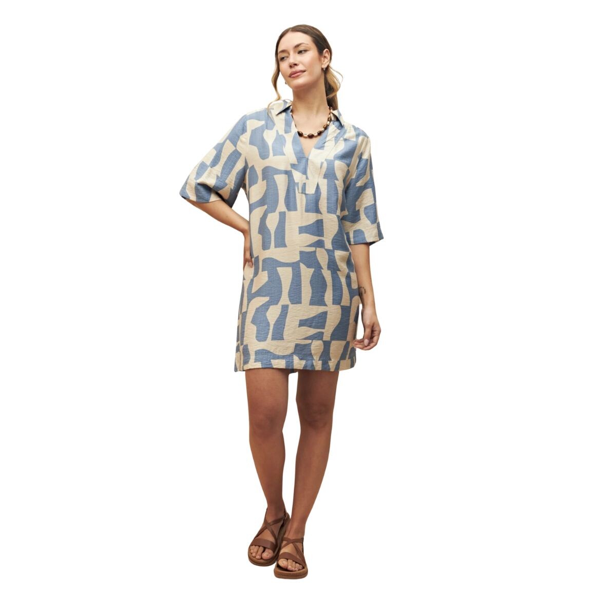 VESTIDO GIANA PRINTED S-XXL - BCO/CELEST 