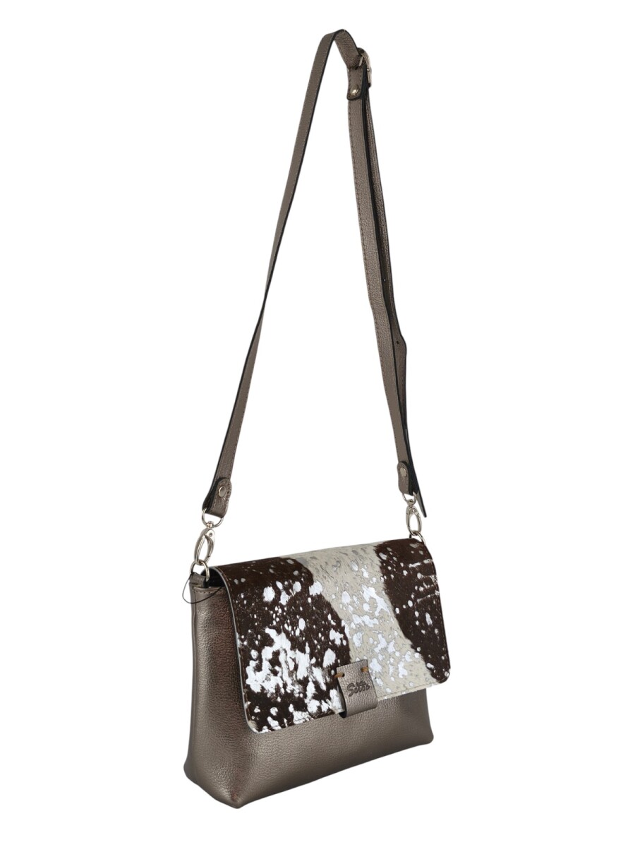 Morral con solapa combinado - Plateado 