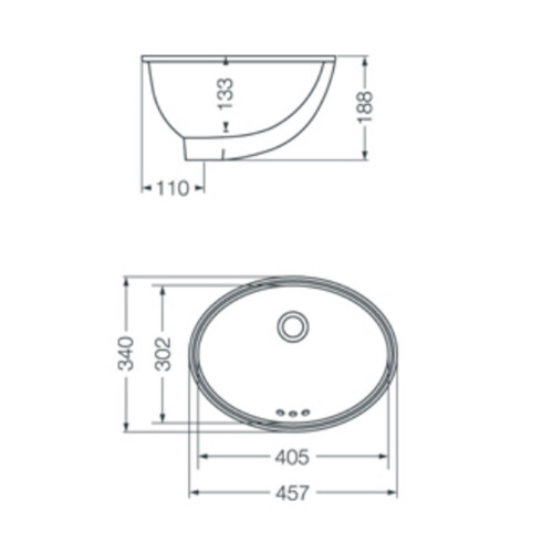 Bacha Circular De Loza Blanca Para Empotrar 47X37X21 000