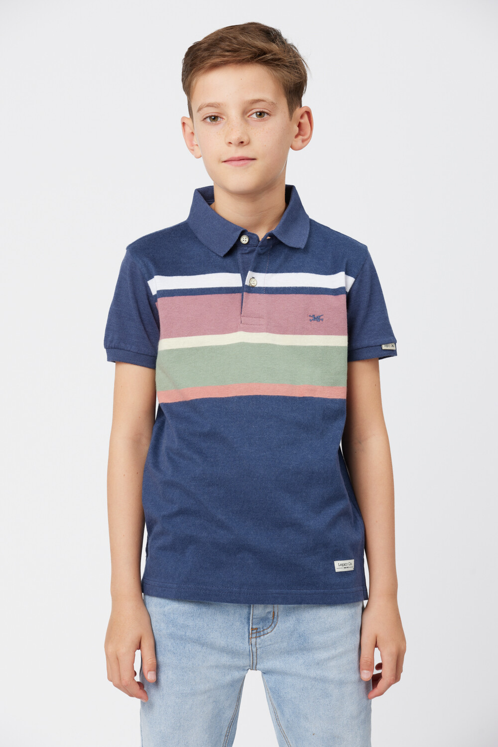 REMERA POLO RAYADA Azul