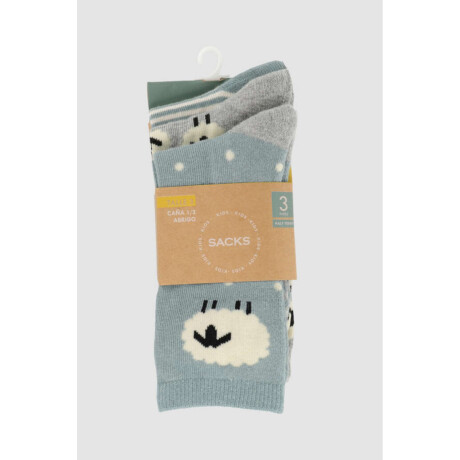 Pack x3 medias deportivas half terry diseño varón mor Variante 9