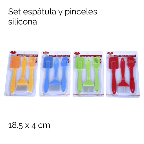 Set De Espatula Y Pinceles Silicona 18,5x4cm Set De Espatula Y Pinceles Silicona 18,5x4cm