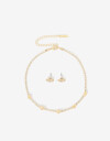Bijouterie Set Sets temáticos Set De Aros Pasantes Y Choker Boquitas - Dorado