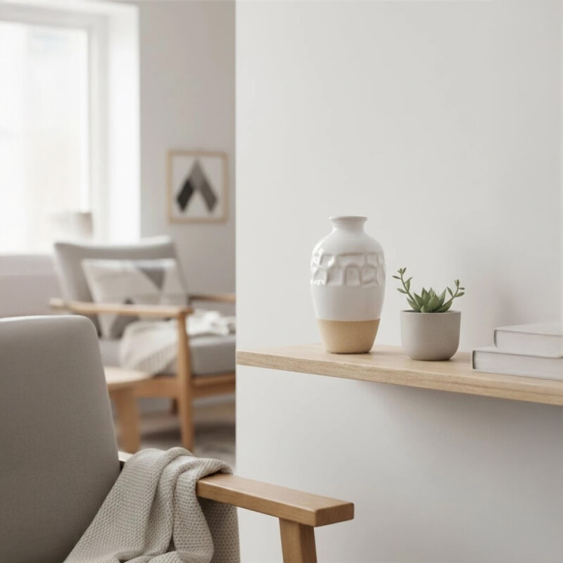 FLORERO JARRON 8.5x8.5x14.5CM CERAMICA BLANCO/NATURAL FLORERO JARRON 8.5x8.5x14.5CM CERAMICA BLANCO/NATURAL