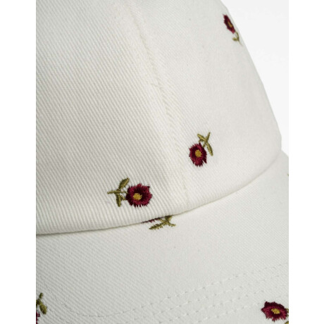 Gorra Bordada Flores Blanco Crudo