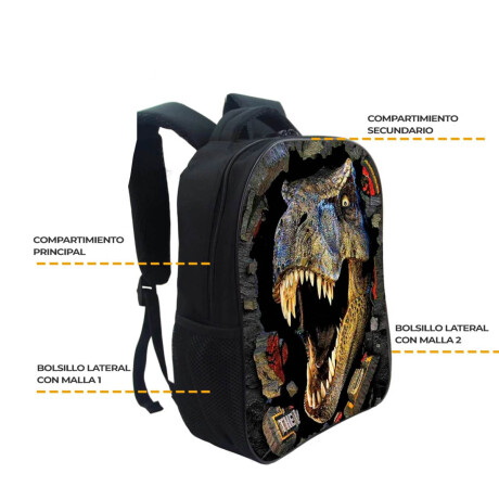 Mochila Escolar 3en1 Lunchera + Cartuchera Dinosaurio Dinosaurio