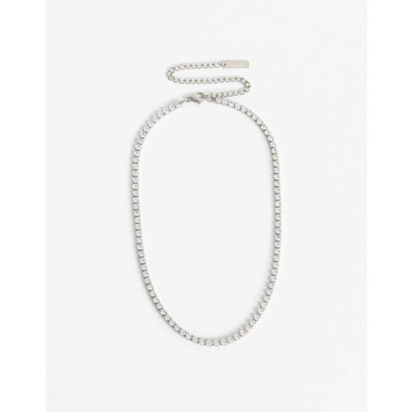 Collar Tennis De Acero Con Cubic Plateado