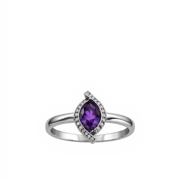 Anillo Almendra Amatista y Zirconia . Plata 925 - AN4748 sinpiedra