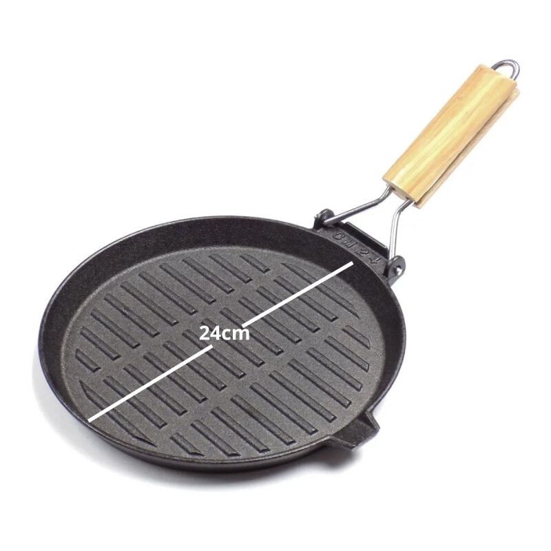 Plancha de hierro grill redonda 24 cm NEGRO