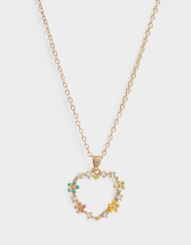Cadena Corta con Dije Con corazón Collar Corto Con Dije De Corazón - Dorado