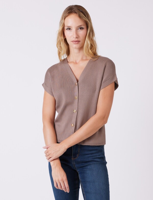 Cardigan Escote En V TOSTADO