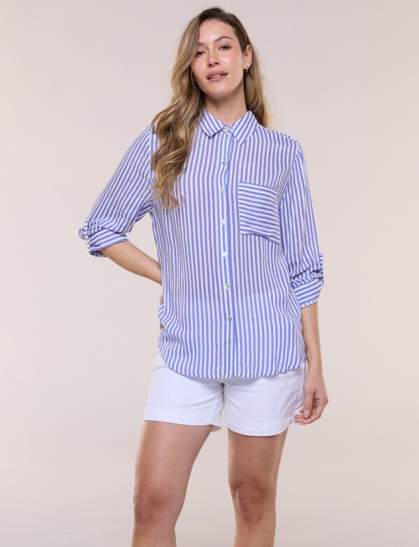 Camisa Lineas AZUL/BLANCO