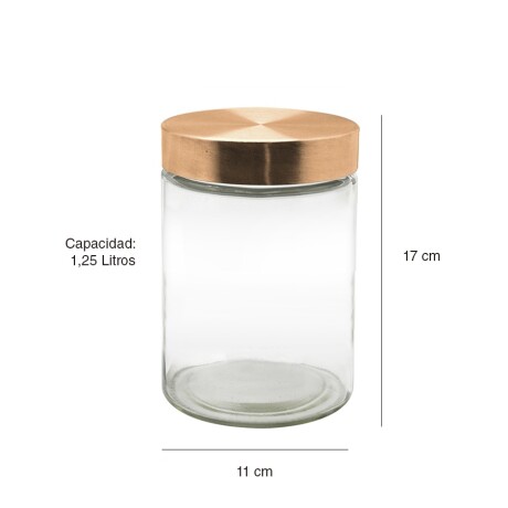 Recipiente Frasco Vidrio Cilíndrico Tapa Rosca Cobre 1.25L Cobre