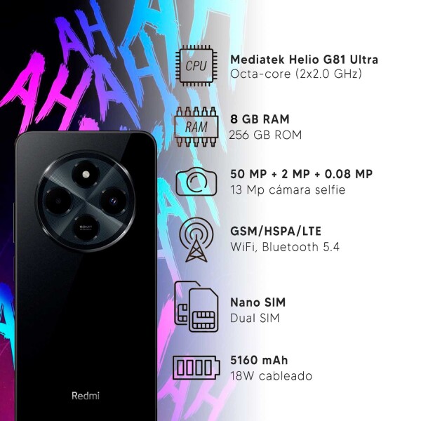 Xiaomi Redmi 14c 16gb Ram 8 Fisicas + 8 Virtual + 256 Rom NEGRO