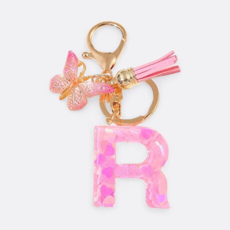 Llavero de letras R rosa