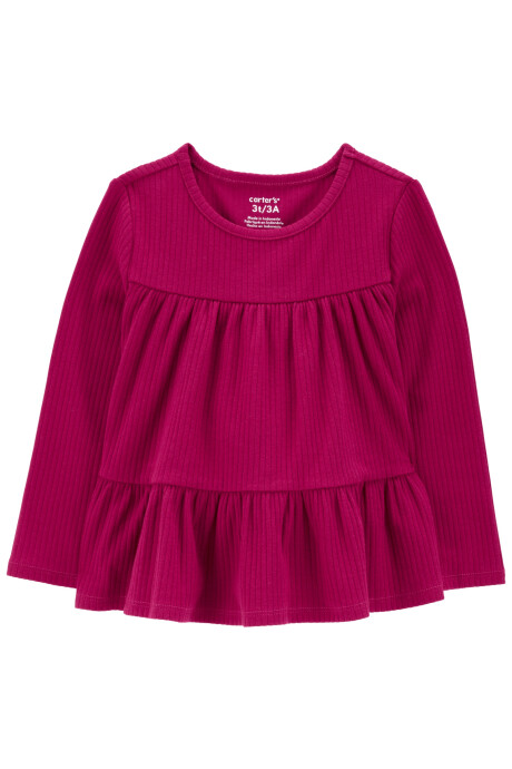 Blusa de algodón, escalonada, roja Sin color