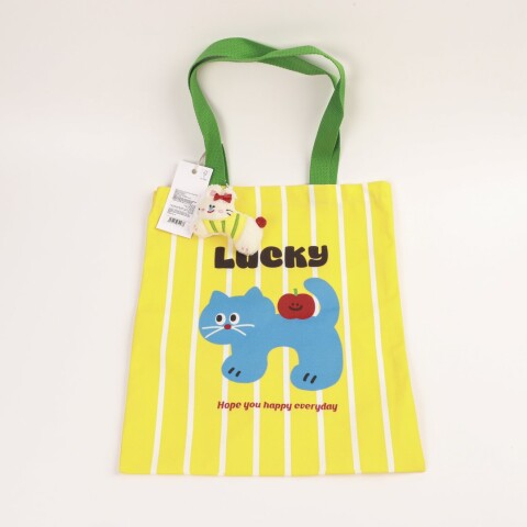 BOLSA TOTE DE LONA CON DISEÑO ANIMADO CUTE (GATO AZUL DE LA SUERTE) BOLSA TOTE DE LONA CON DISEÑO ANIMADO CUTE (GATO AZUL DE LA SUERTE)