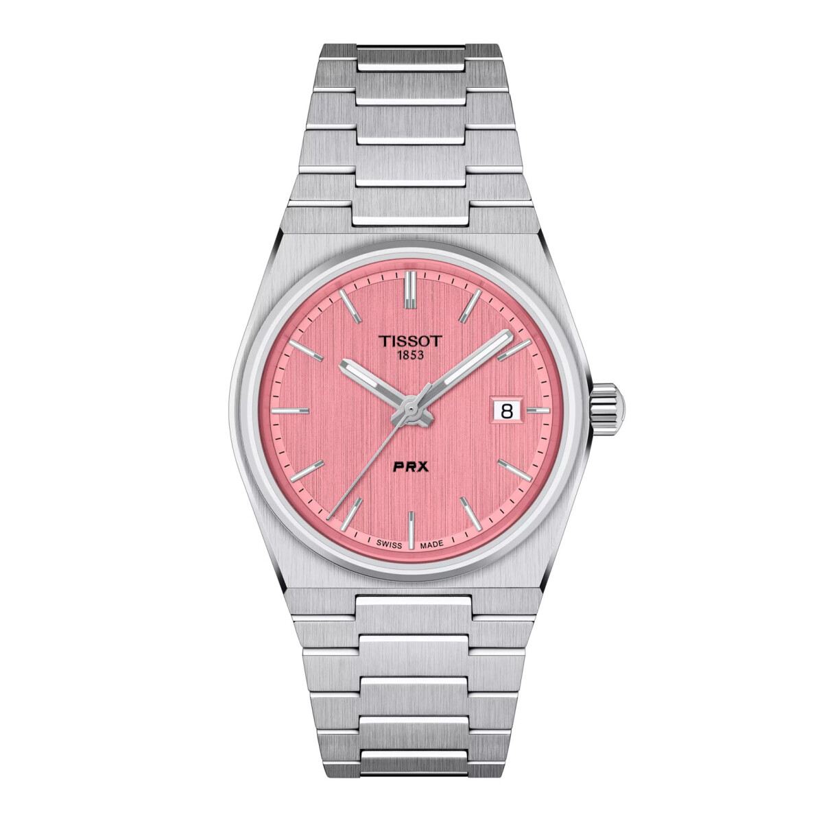 Reloj TISSOT PRX 35MM de acero con esfera rosa 