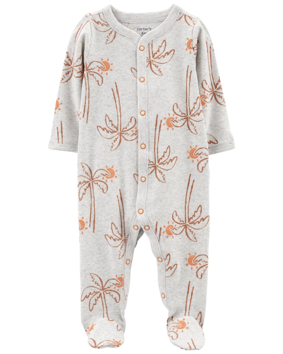 Pijama Carters 1 Pieza Algodón con Pie Palmeras - GRIS 