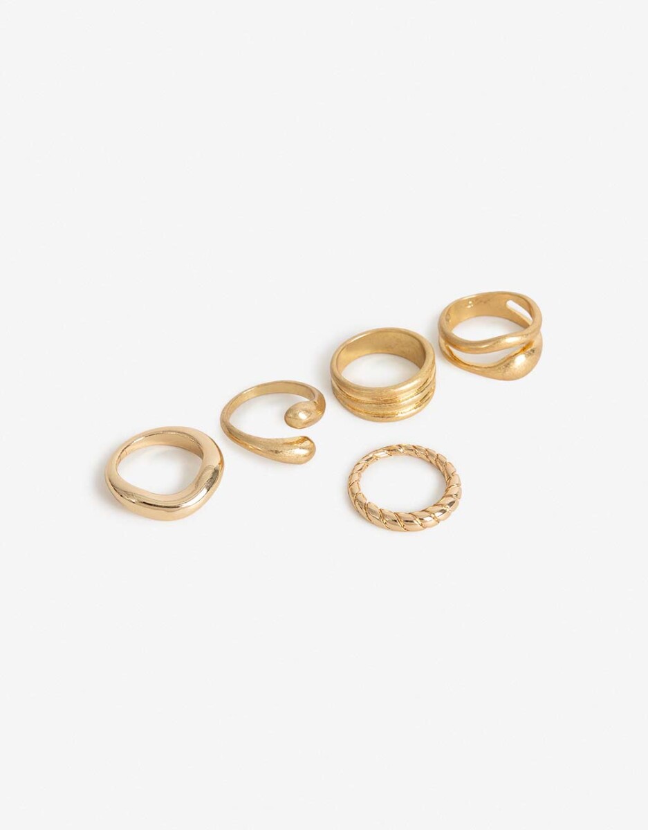 Set De Anillos Mix Gold 