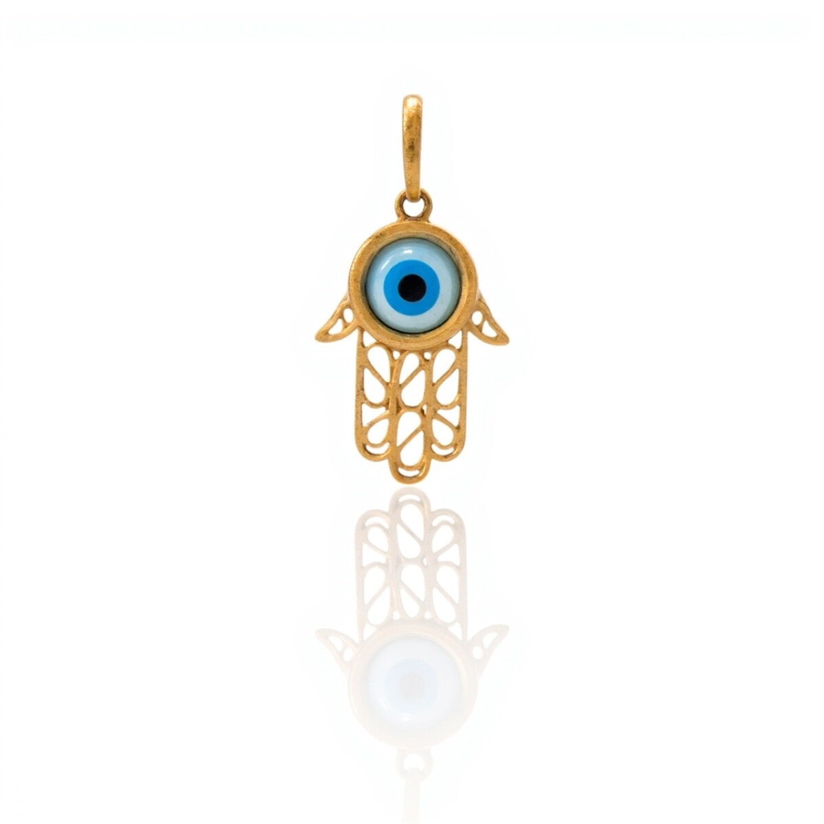 Dije Mano de Fátima-Oro bajo-Resina blanca, azul, negra-CP8717 - sinpiedra 