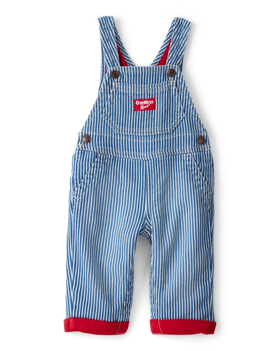 Enterito jean a rayas con forro rojo 