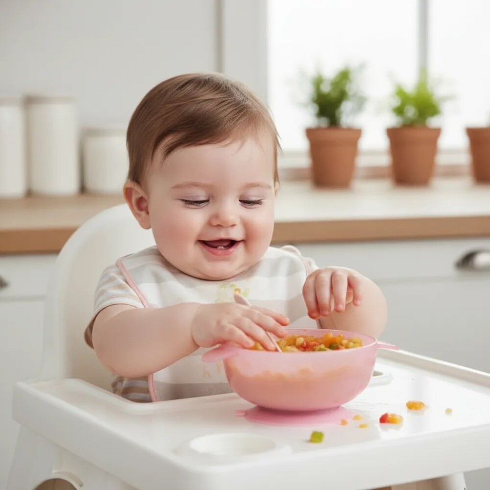 Bowl 4 en 1 KIKKABOO rosa transparent