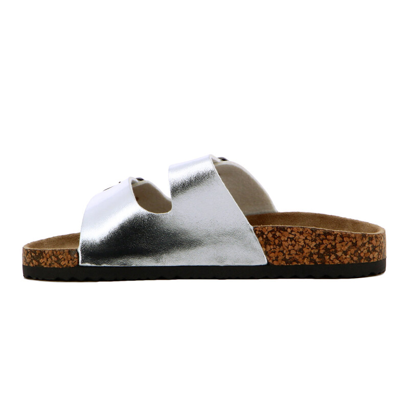 Sandalias Mujer Darkness Con Dos Tiras Y Hebillas Plateado