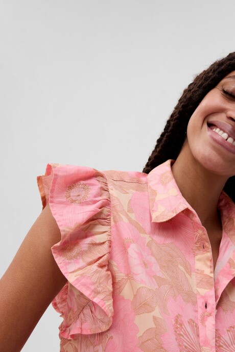 Camisa Manga Con Volados Mujer Sp May Multi Flr