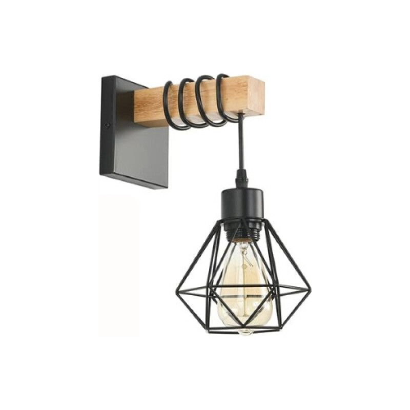 Aplique De Pared Colgante Vintage Diamante Madera Led Deco Negro