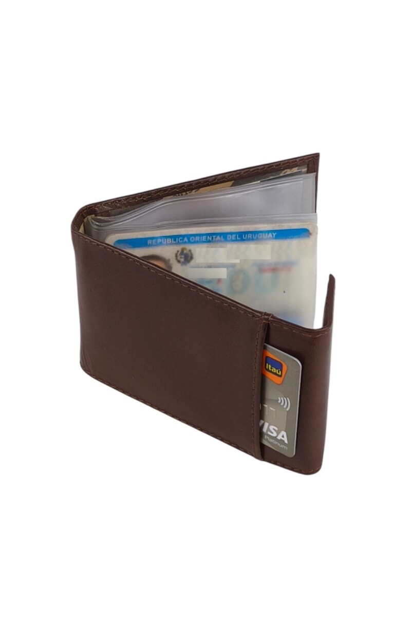 Tarjetero de Cuero con Separadores Transparentes Marrón