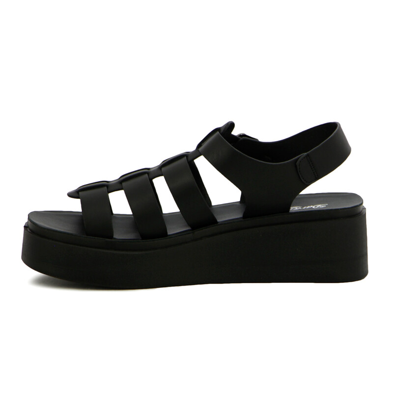 Darknes Sandalia Mujer Tres Tiras Con Pulsera Y Hebilla Negro