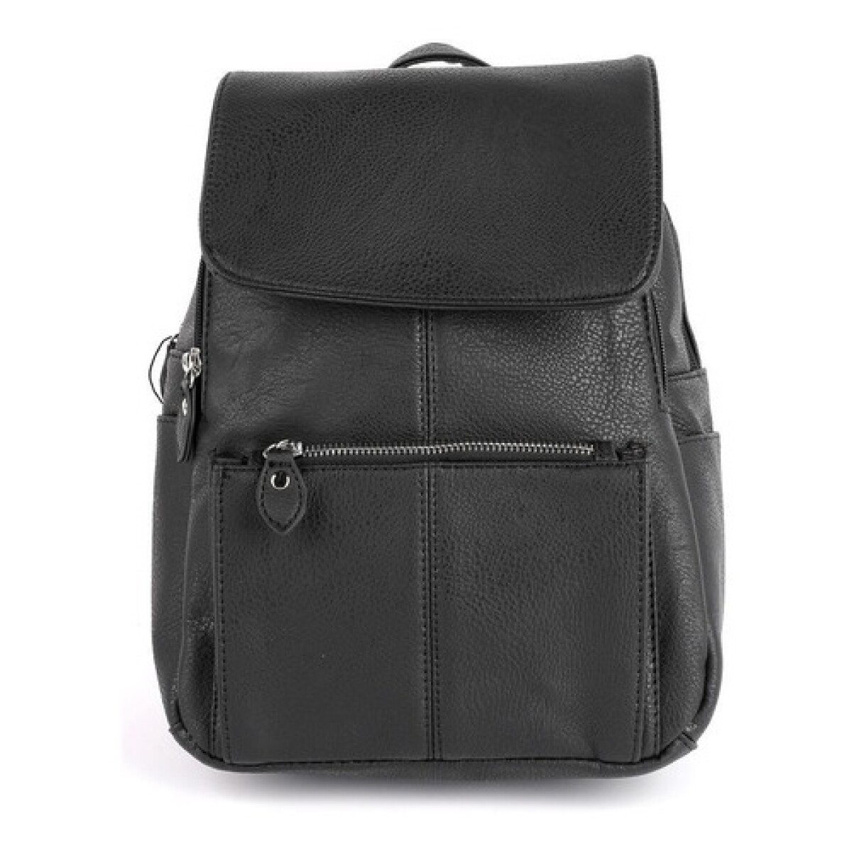 Mochila Canva Con Tapa Y Doble Cierre de cuero sintético - Negro 