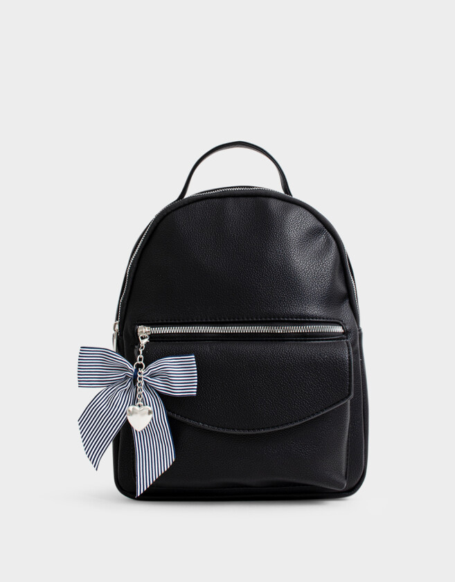 Mochilas Urbanas Romántico Mochila Con Charm - Negro