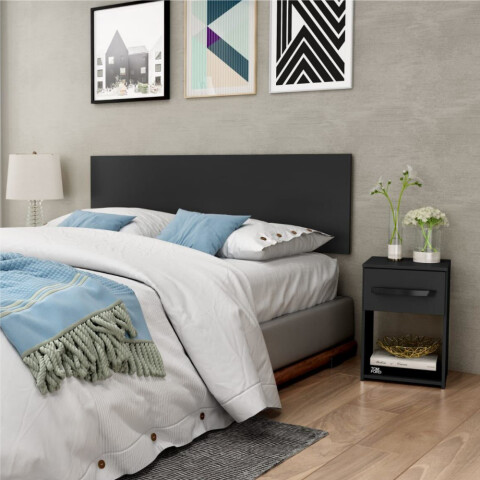 Combo Armario 6 Puertas, Respaldo, Mesas de luz, Cómoda - MDP - Negro Combo Armario 6 Puertas, Respaldo, Mesas de luz, Cómoda - MDP - Negro